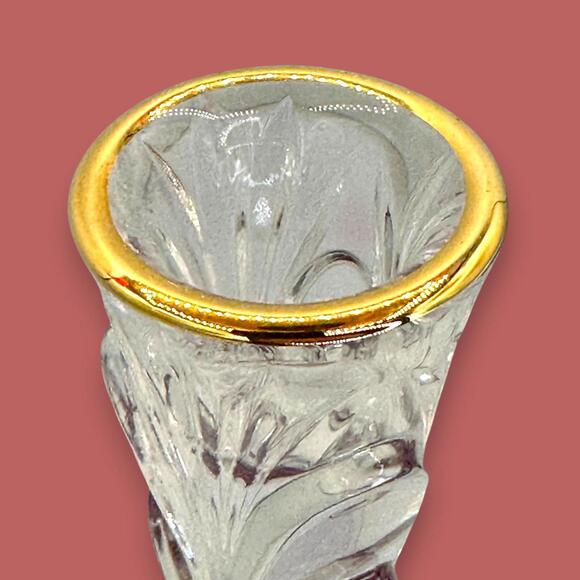 Lavender Crystal Candlestick With Gold Rim | Elegant Ombré Decor - Picture 4 of 8